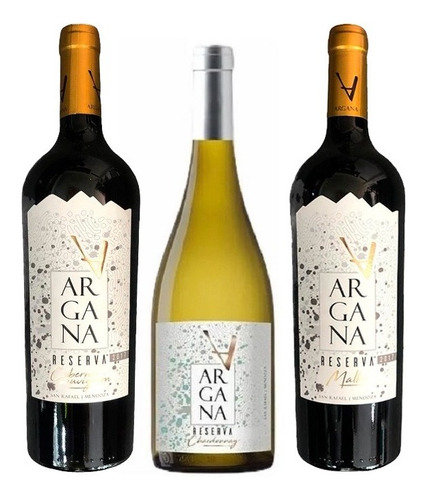 Vino Argana Reserva Por 3unidades Malbec Chardonnay Cabernet