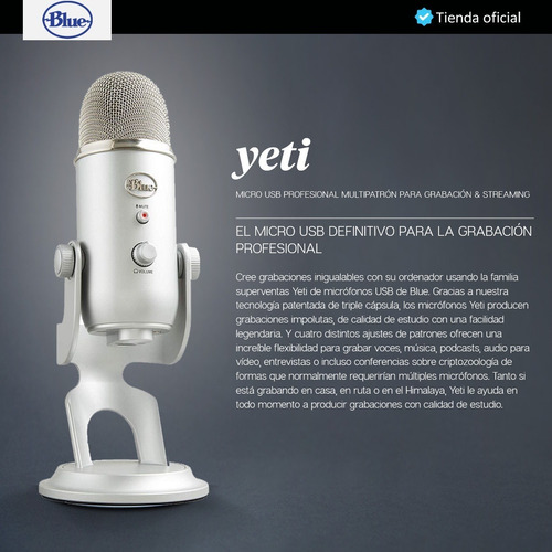 Imagen 2 de 10 de Blue Yeti, Micrófono Usb Profesional, Grabación / Streaming