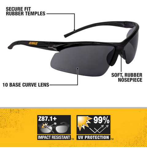 Óculos De Segurança Dewalt Dpg51-2c Radius Smoke 10 Base Cur