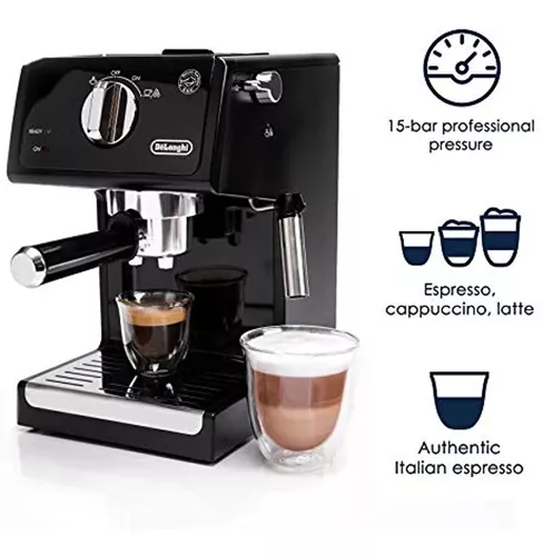 DeLonghi BCO430 máquina de café espresso y cafetera de filtro por 10 tazas  con espumador de leche, color plateado y negro