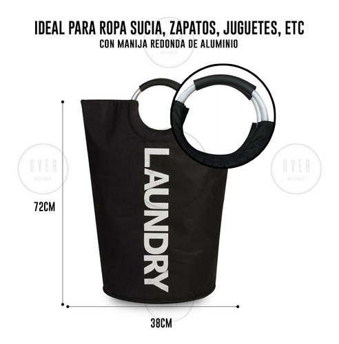 Imagen 3 de 5 de Cesto Canasto Laundry Con Manijas P Ropa Sucia Lavadero Pc