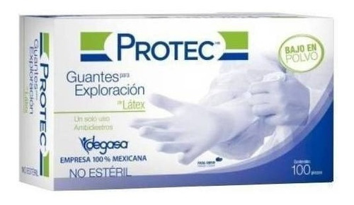 Guante De Latex Ambidiestro No Esteril Mediano 100pz Protec Color Blanco Con polvo Sí Talla M Unidades por envase 100