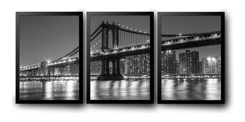 Quadro Decorativo Ponte Brooklyn Nova Iorque Sala C/ Moldura