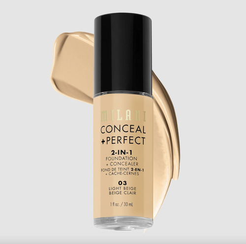 Base de maquillaje líquida Milani Foundation Conceal + Perfect 2 en 1 Conceal + Perfect 2-IN-1 Foundation + Concealer tono 03 light beige - 30mL 30g