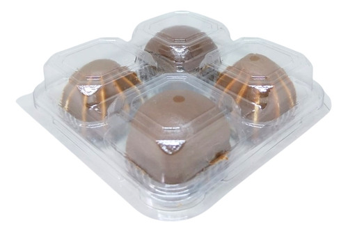 10 Embalagens Petit Four 4 Cavidades Quadrada Gourmet Doce