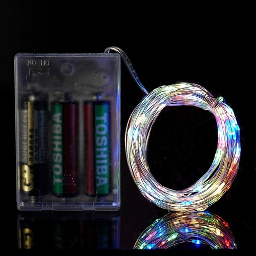 Luces Luz Alambre 100 Microled Multicolor 10 M/ Pilas X20uni Multicolor