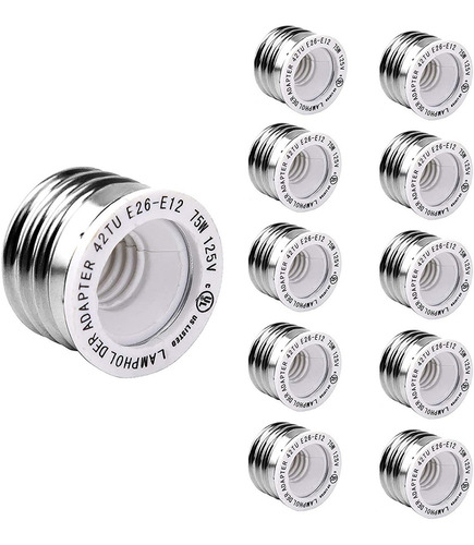 Jackyled Adaptador Socket E26/e27 A E12 Pack De 10 Piezas