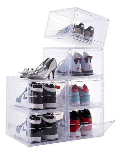 Caja De Zapatos Tenis Apilable Premium Transparente Imantada