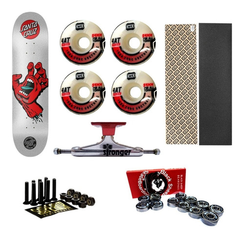 Skate Santa Cruz Pro 8,0 Red  Stronger 139mm Emex 54mm 