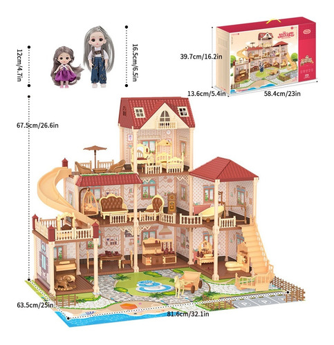 Casa De Muñecas Grande Con Muebles Para Barbie Niñas | Meses sin intereses