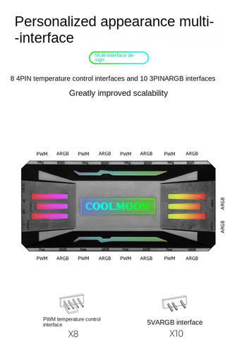 C Controlador Coolmoon Argb Controle De Temperatura Pwm De 4