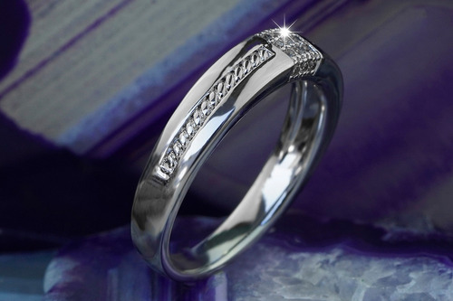 Imagen 2 de 8 de Anillos Compromiso Oro Blanco 18k Circonias Cubicas Mamá
