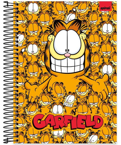 Caderno Universitário Garfield Capa Dura 160 Folhas 10 Mat Cor Laranja