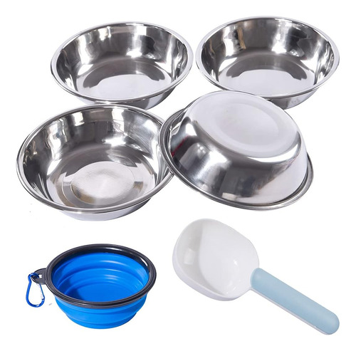 Cuencos De Acero Inoxidable Para Perros Y Gatos Paquete De 4