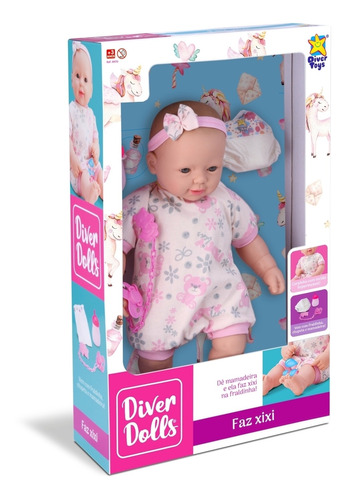 Boneca Bebe Estilo Reborn Diver Dolls Faz Xixi - Divertoys