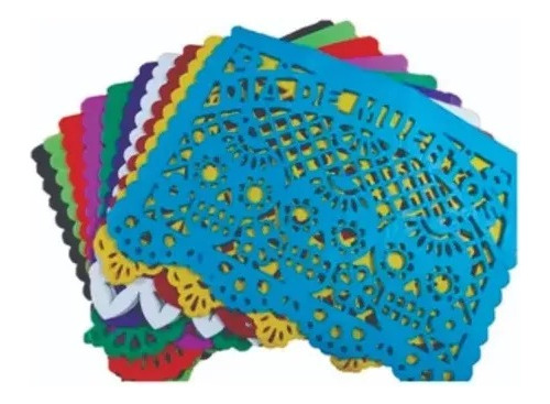 Papel Picado Dia Muertos Paq. Con 200 Pz Surtidas De Colores