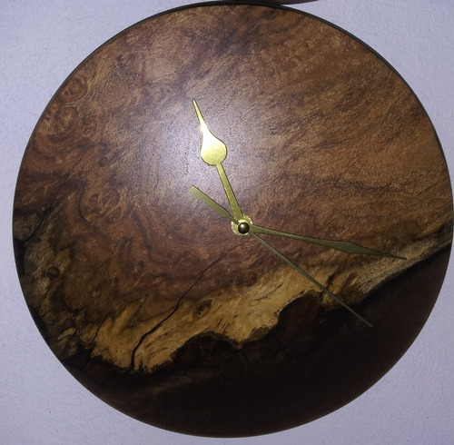 Resina Epóxica Y Mezquite Reloj De Pared Cuarzo Arte Natural