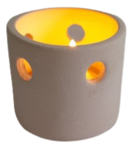 Fanal Porta Velas Cerámica Bizcocho Cilindro N°5