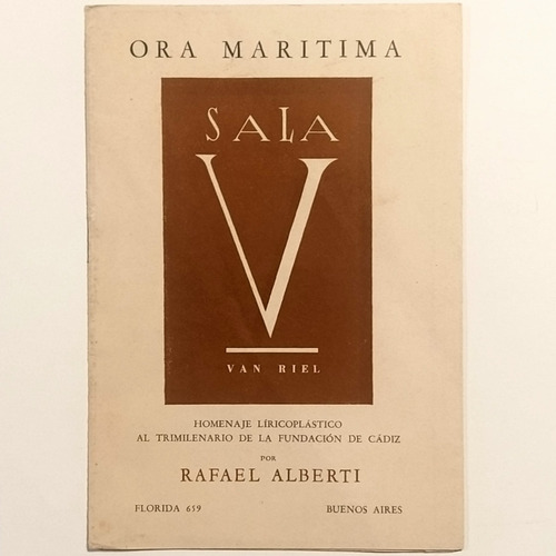 Rafael Alberti Ora Marítima Folleto Galería Van Riel 1953
