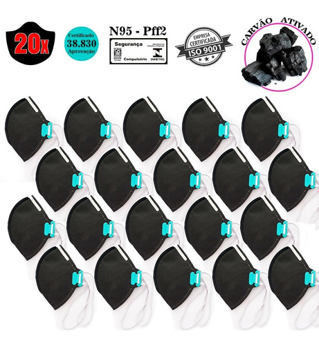 Imagem 5 de 8 de Kit 30 Mascaras N95 Pff2 Sem Válvula Kn95 Carvão Ativado