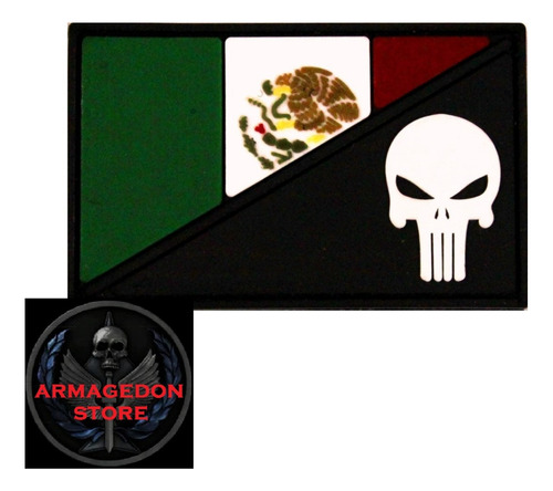 Parche Bandera Mexico Militar Marina Policia Punisher Tactic