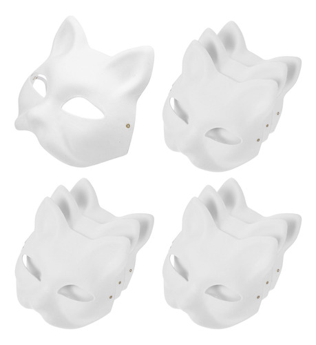 Toyvian 10 Piezas Máscara De Gato Máscara De Papel Blanco Pi