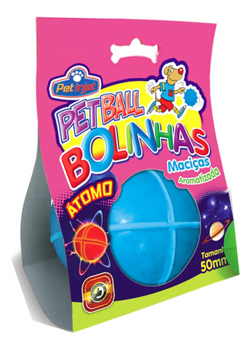 Brinquedo Bola Maciça Atomo 55mm Borracha Aroma Tutti-frutti Cor Azul