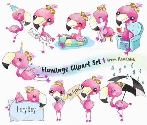 Papeles Digitales - Flamingo Set- Clipart