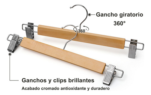 Set De 12 Perchas Songmics De Madera Para Pantalones Girato