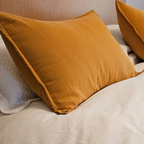 Pack X2 - Fundas Almohadon Tusor 50x70 (varios Colores) Mostaza Funda Tusor