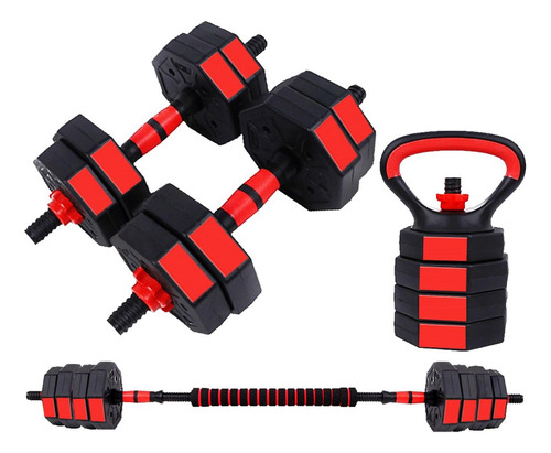 Mancuernas Ajustables Set 15kg 3 En 1 + Barra + Kettlebell