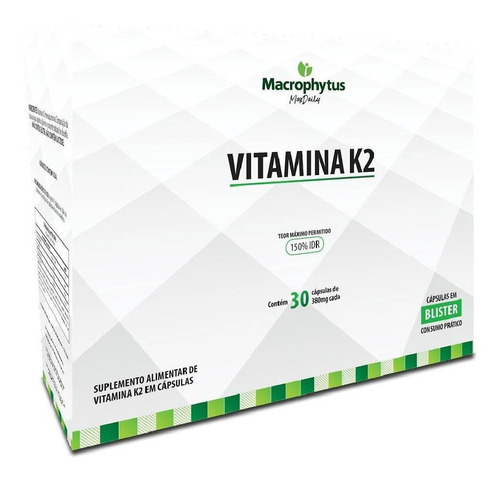 Vitamina K2 Menaquinona Mk7 150% Idr 30 Cápsulas Macrophytus