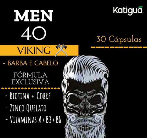Kit 2 Men 40 Viking Barba E Cabelo 30 Cápsulas. Katigua