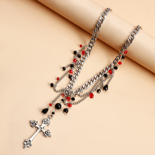 Collar Simple Con Cuentas De Perlas En Capas De Estilo Punk