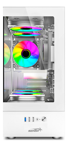 Gabinete Sentey H30 Micro Gs-6130 Vidrio 5 Fan Argb Blanco Blanco
