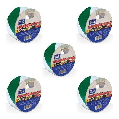 Cinta Delimitadora Tuk Blanco Con Verde 48 Mm  X 33 M (5 Pz)