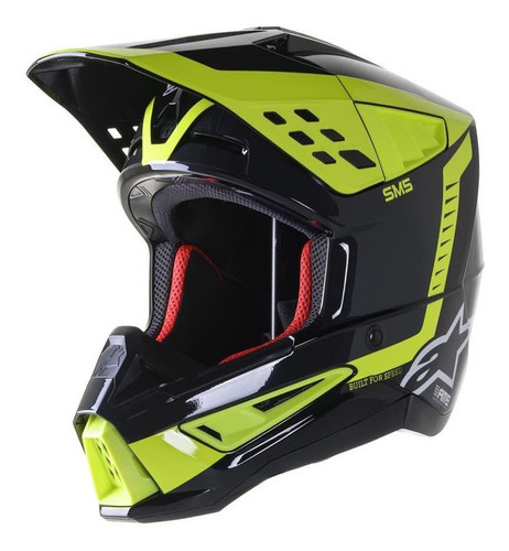 Capacete Alpinestars Cross Sm5 Beam Black Yellow Cor Amarelo Preto Brilho Tamanho do capacete 60