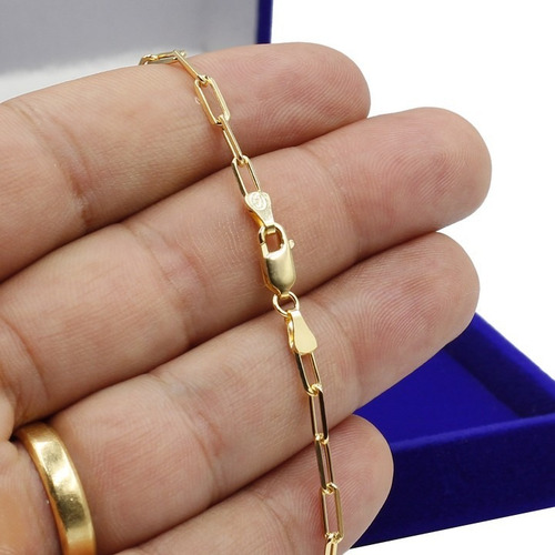 Pulseira De Prata 925 Banhada A Ouro 18k Elo Alongado 20cm