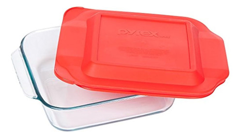 Pyrex Plato Para Hornear Cuadrado De 8 Pulgadas Con Tapa Roj