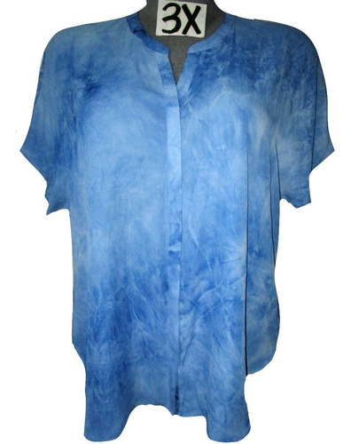 Blusa Azul Jaspeada Talla 3x (42/44) Faded Glory