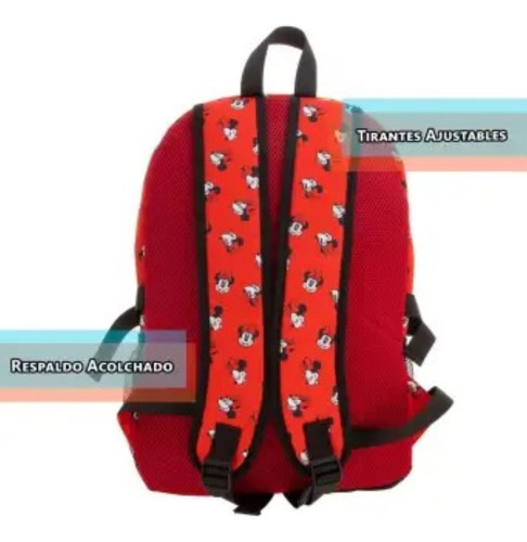 Mochila Escolar Juvenil Truzt Minnie Mouse Color Rojo 40cm Rojo Minnie Mouse