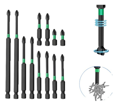 Destornillador Magnético Ph2 De Acero Titanio De 12 Bits [j]