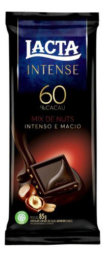 Lacta Intense Chocolate 60% Cacau Mix de Nuts 85 g