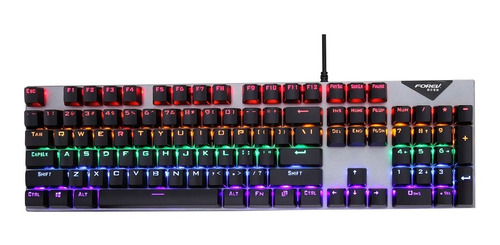 Teclado Gamer Mecánico Cable Usb Luz Rgb Forev  Febo