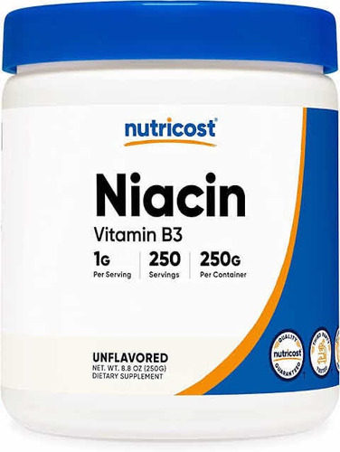 Original Nutricost Niacina Niacin B3, 1gr, 250gr