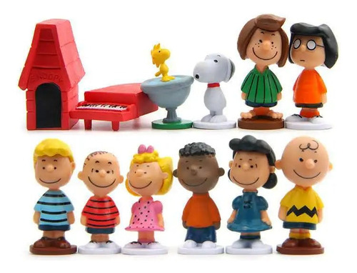  Figuras Peanuts Snoopy Charlie Sally Woodstock 12 Piezas 