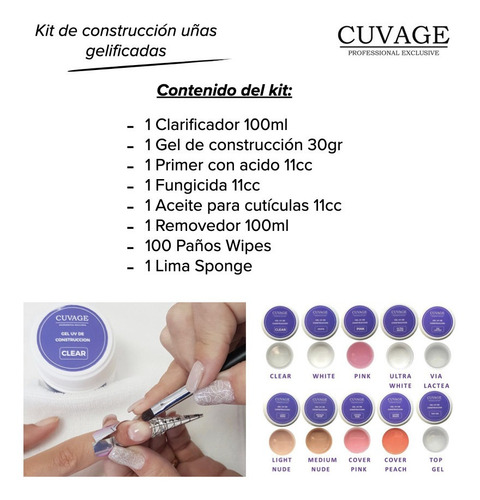 Imagen 2 de 5 de Kit Construccion De Uñas Esculpidas Gel Combo 8u Gelificadas