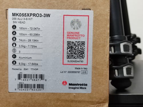 Tripé Manfrotto Mk055xpro3-3w (kit Com Cabeça 3w)