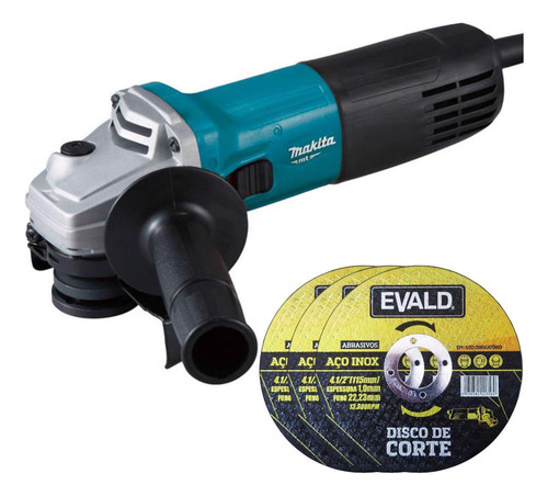 Esmerilhadeira Angular 4.1/2 Pol Makita Com 3 Discos Evald
