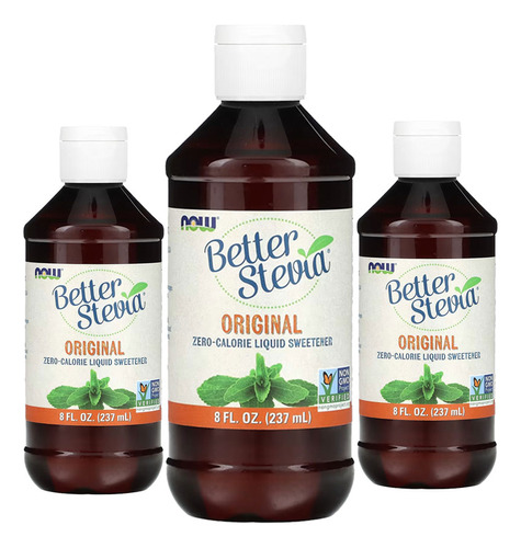 Betterstevia Alcohol Líquido Now Foods Adoçante 237ml 3un